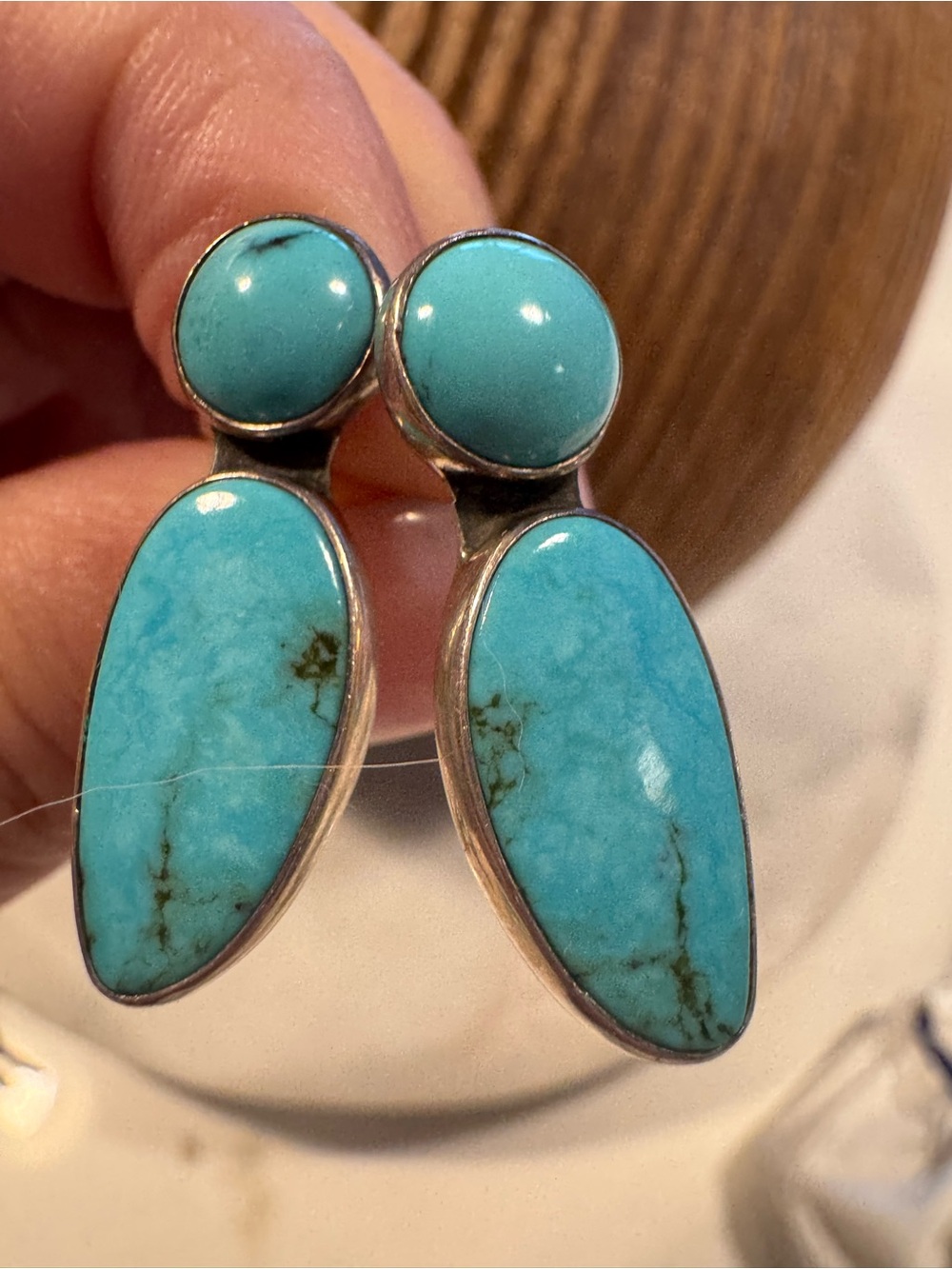 ✨Amy Kahn Russell AKR Sterling Silver Turquoise Vintage Drop Post Earrings ✨